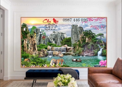 Gạch 3d tranh gạch men thác nước HP9833