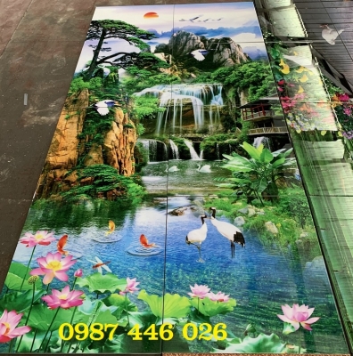 Gạch tranh 3d ốp tường phòng khách