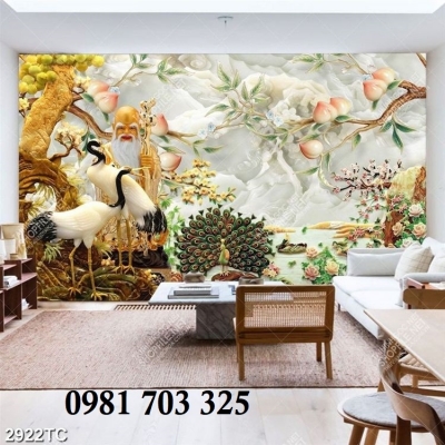 Tranh gạch phong thủy tùng hạc