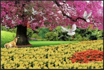 Tranh gạch men 3d hoa đào - HSXC