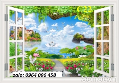 Tranh gạch ốp tường 3d cửa sổ - 22XPP