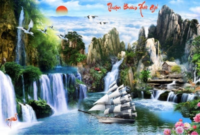 Gạch tranh thuyền buồm HP234