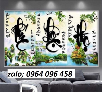 Tranh phúc lộc thọ -tranh gạch 3d phúc lộc thọ - CXC44
