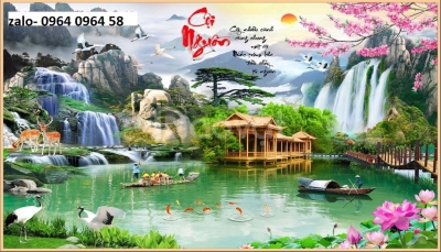 Tranh gạch 3d phong cảnh đồng quê sông núi - NXC43