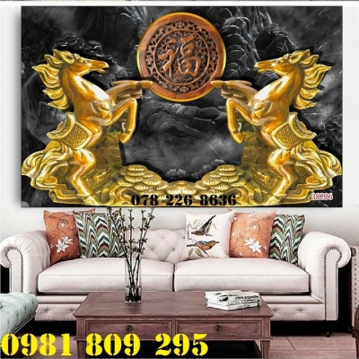 Gạch tranh ngựa 3d - tranh bát mã