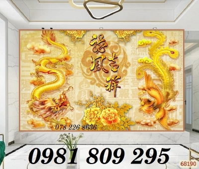 Tranh 3D rồng phượng, tranh gạch men phong thủy