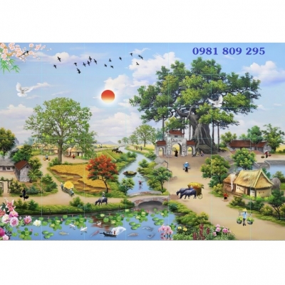 Gạch tranh làng quê 3d BG3555