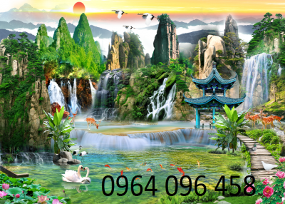 Tranh cảnh đồng quê tranh gạch 3d đồng quê HGF9