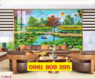 Tranh gạch ốp tường làng quê