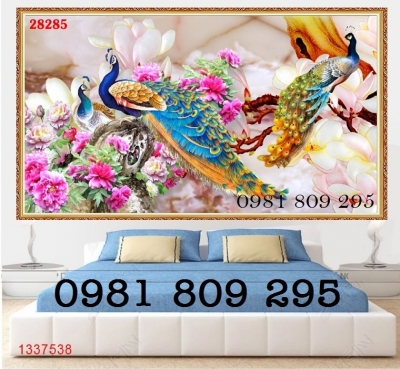 Tranh đôi chim công- gạch tranh