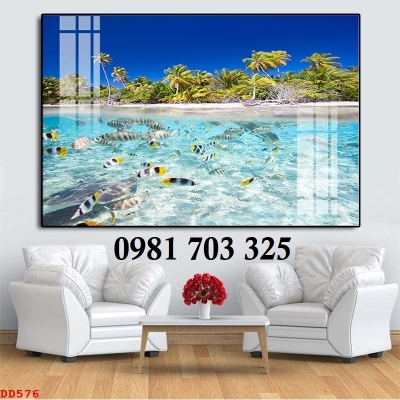 Tranh gạch 3D phong cảnh bãi biển
