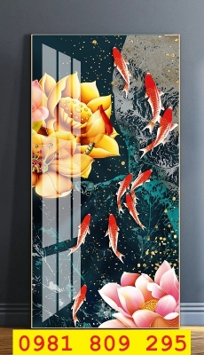 Gạch 3d khổ đứng hoa sen