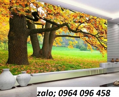 Tranh gạch 3d cây lá vàng KGF32