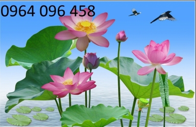 Gạch tranh ốp tường 3d hoa sen - 64CM