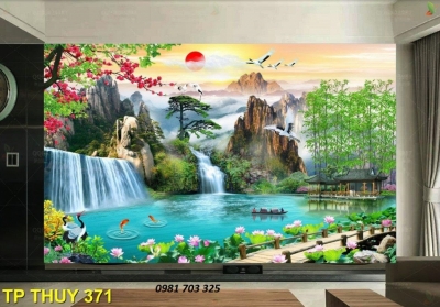 Tranh gạch 3D phòng khách- gạch tranh phong cảnh trang trí