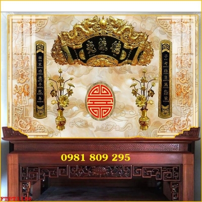 Gạch 3d ban thờ câu đối