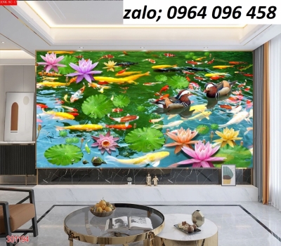 Tranh gạch 3d cá chép - gạch tranh 3d ốp tường - SDXC5