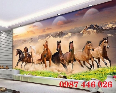 Tranh gạch men bát mã, tranh ốp tường đẹp