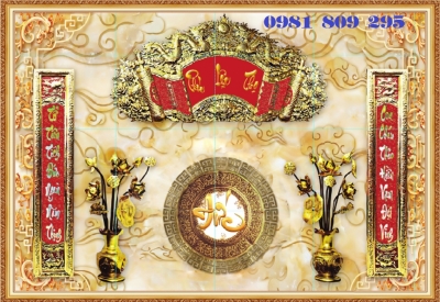 Tranh gạch ốp tường phòng thờ Phúc Lộc Thọ GP09