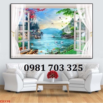 Tranh gạch 3D cửa sổ