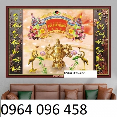 Tranh gạch 3d câu đối phòng thờ - HH5