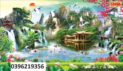 Tranh gạch sơn thủy đẹp trang trí