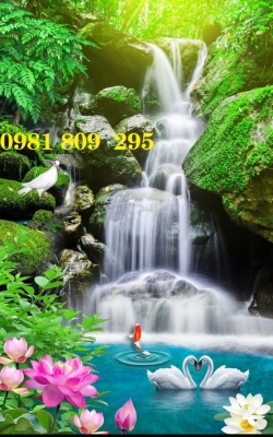 Tranh thác nước - gạch tranh 3d khổ dọc