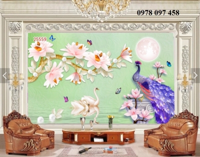 Tranh gạch chim công - tranh ốp tường