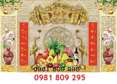 Tranh gạch ốp tường phòng thờ 3d câu đối