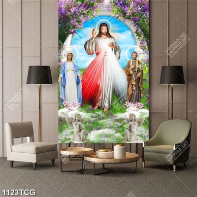 Tranh lòng thương xót CHúa, gạch men 3D trang trí
