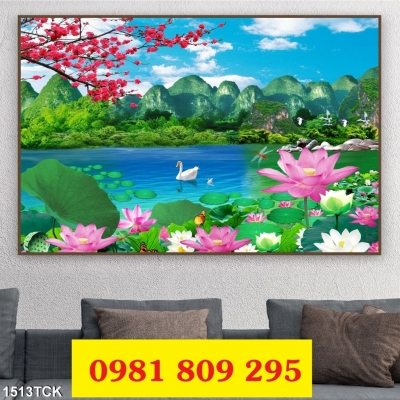 Tranh gạch men hoa sen