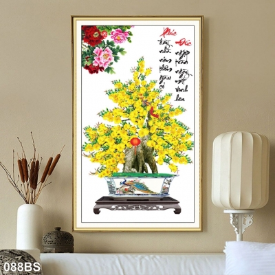Tranh hoa mai 3d - tranh gạch 3d hoa mai - LF544