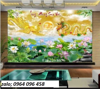 Tranh gạch 3d rồng phượng - NVCR2