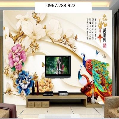 Gạch ốp tường 3D chim công