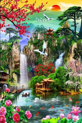 Gạch ốp tường tranh phong cảnh thiên nhiên HP9822