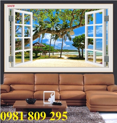 Gạch tường 3d cửu sổ cảnh thiên nhiên