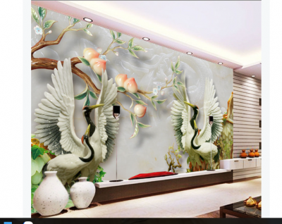 Tranh gạch 3D tùng hạc ốp tường