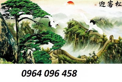 Tranh núi cây - tranh gạch 3d cây núi - TDS3