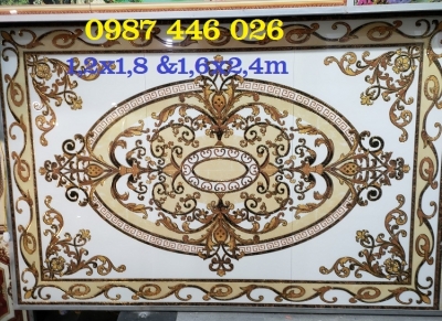 Gạch nền thảm gạch khắc vàng đẹp phòng khách HP3422