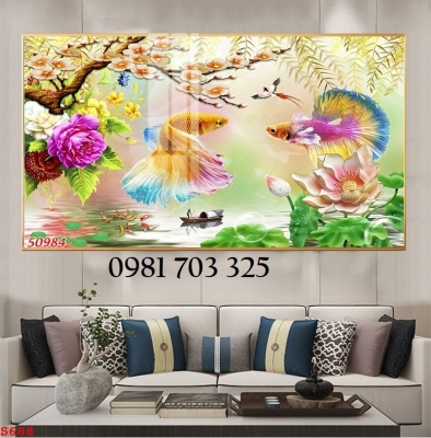 Tranh cá chép, tranh gạch ốp tường