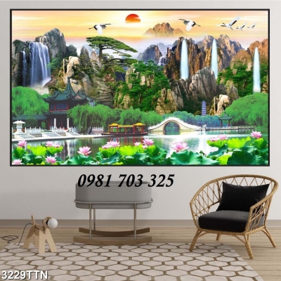 Tranh gạch phong cảnh thác nước 3D