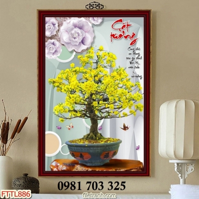 Gạch tranh đẹp hoa mai vàng