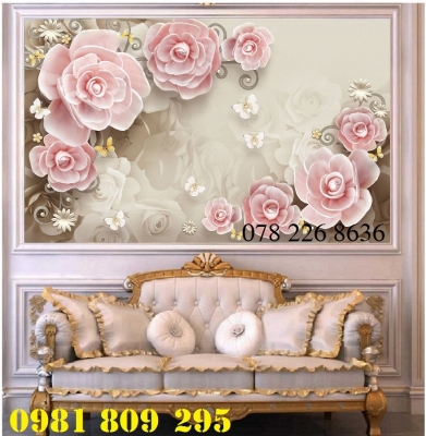Gạch tranh 3d - tranh ốp tường hoa ngọc