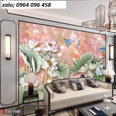 Tranh hoa sen 3d tranh ạch 3d hoa sen KJH6