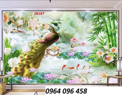 Tranh gạch 3d chim công - gạch tranh 3d chim công - FSCX4