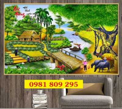 Tranh làng quê , gạch men ốp tường HP9852
