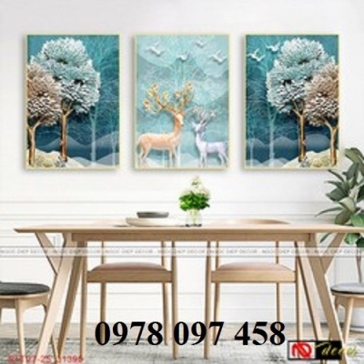 Trang trí phòng ăn - tranh gạch men họa tiết