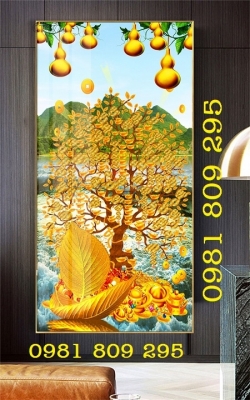 Tranh gạch 3d - cây kim tiền 3d