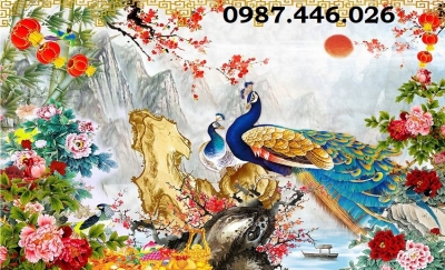 Tranh gạch men chim công HP0813