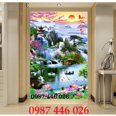 Gạch ốp tường tranh gạch thác nước khổ đứng HP922